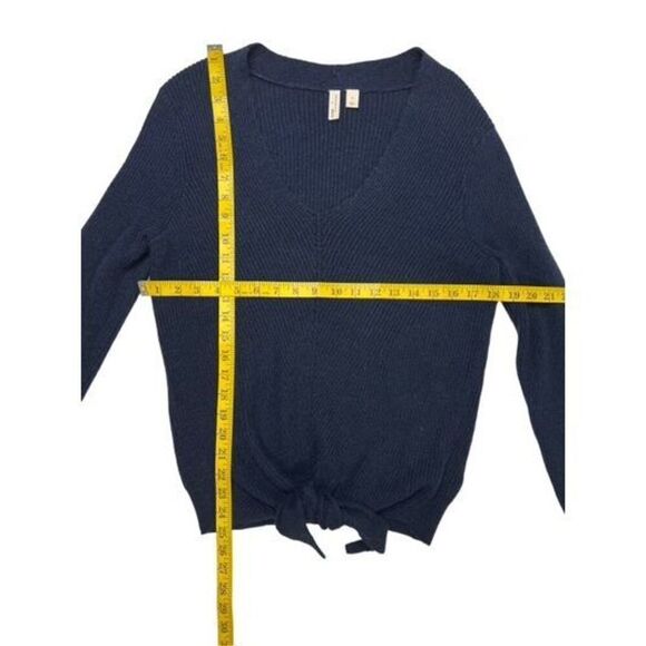 MOTH by Anthropologie sweater women’s Small navy blue V-neck boho ribbed knit - Picture 4 of 9